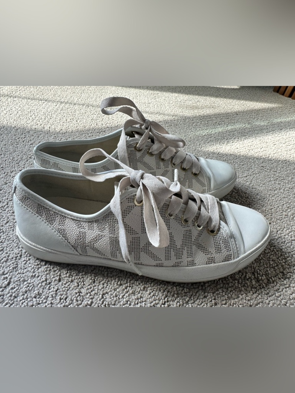 Michael Kors Beige Logo-Print Low-Top Sneakers